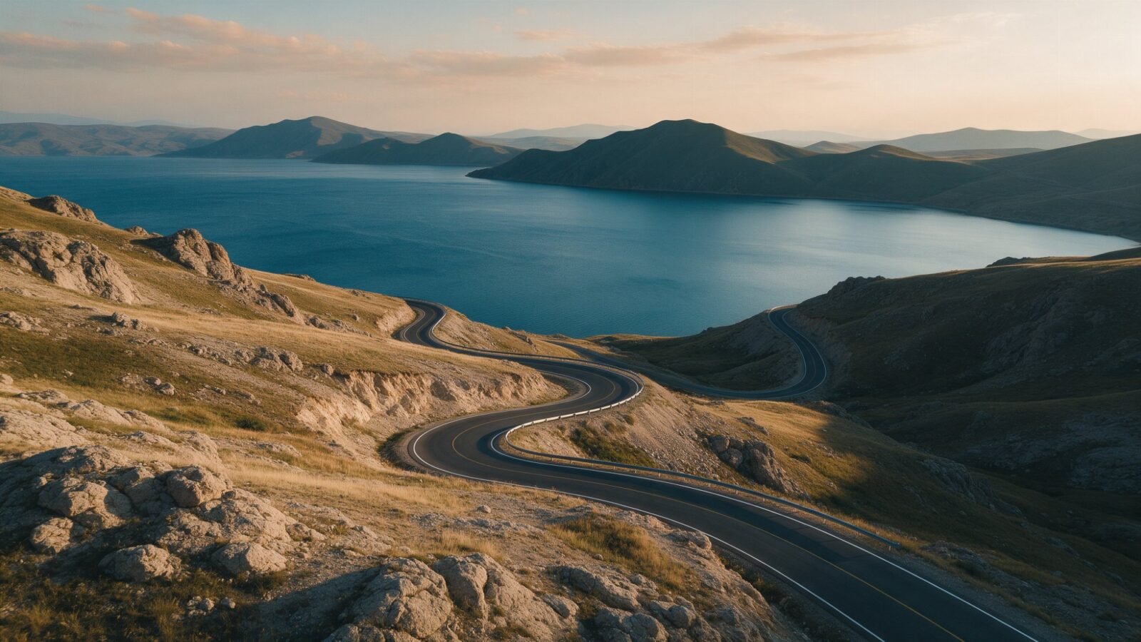 A mountain road above Lake Sevan in Armenia