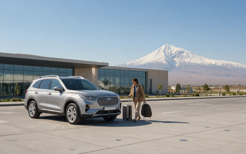 Rental car pickup at Zvartnots International Airport, Yerevan