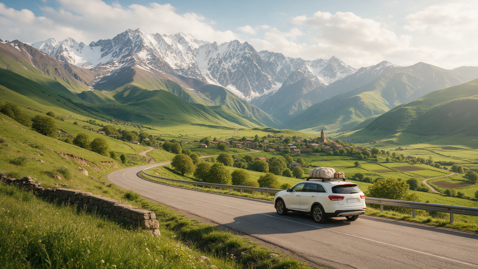 SUV on a scenic self-drive road trip through Armenia